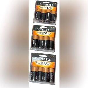 Duracell C4 Alkaline Batteries Lot of 3- 4 packs NIB